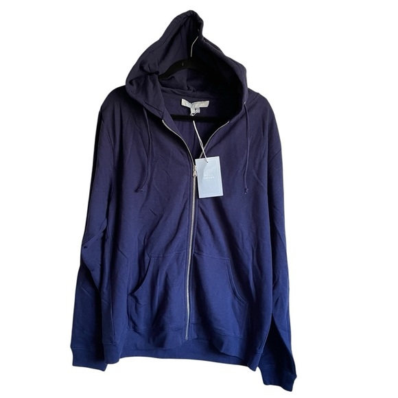 Hill House Teddy Hoodie Sweatshirt Zip-Up Soft Cotton Blend Jacket Navy NWT - Picture 3 of 9